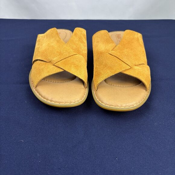Born Women Leather Nubuck Slip On Sandals Yellow Size 8M - Picture 1 of 11